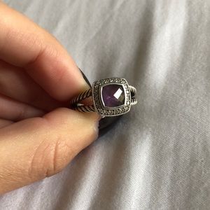 David Yurman Petite Albion Amethyst & Diamond Ring
